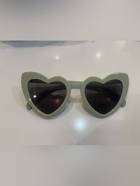 Heart-Shaped Sunglasses in Sage Green